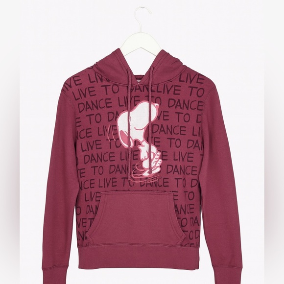 Peanuts/Snoopy Vintage Magenta Size Small Dancing Snoopy “Live to Dance" Hoodie - Picture 1 of 2